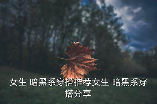 女生 暗黑系穿搭推荐女生 暗黑系穿搭分享