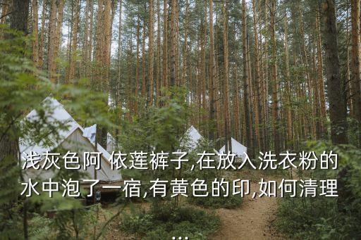 浅灰色阿 依莲裤子,在放入洗衣粉的水中泡了一宿,有黄色的印,如何清理...