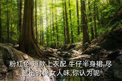 粉红色 短款上衣配 牛仔半身裙,尽显出时尚女人味,你认为呢