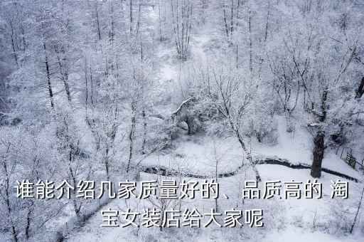 谁能介绍几家质量好的、品质高的 淘宝女装店给大家呢