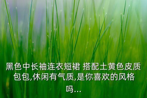 黑色中长袖连衣短裙 搭配土黄色皮质 包包,休闲有气质,是你喜欢的风格吗...