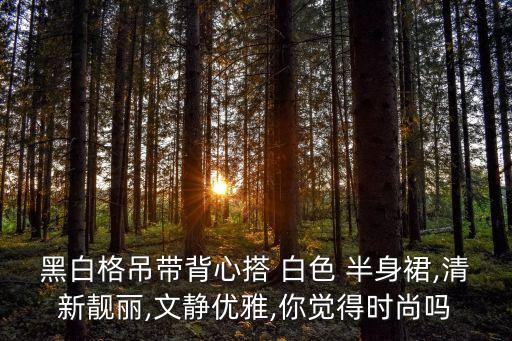 黑白格吊带背心搭 白色 半身裙,清新靓丽,文静优雅,你觉得时尚吗