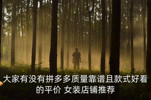 大家有没有拼多多质量靠谱且款式好看的平价 女装店铺推荐