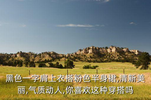 黑色一字肩上衣搭粉色半身裙,清新美丽,气质动人,你喜欢这种穿搭吗