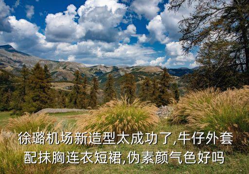  徐璐机场新造型太成功了,牛仔外套配抹胸连衣短裙,伪素颜气色好吗