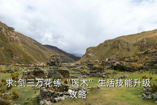 求:剑三万花练“医术”生活技能升级攻略