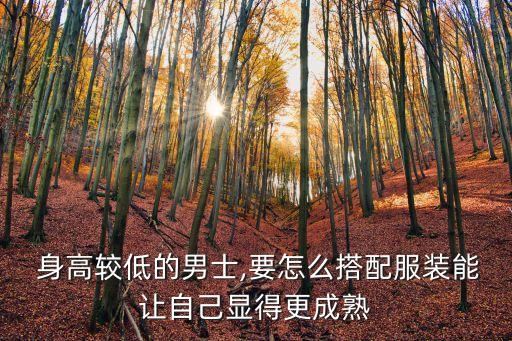  身高较低的男士,要怎么搭配服装能让自己显得更成熟