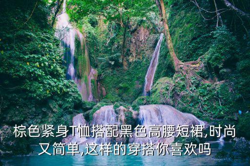 棕色紧身T恤搭配黑色高腰短裙,时尚又简单,这样的穿搭你喜欢吗