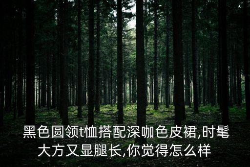  黑色圆领t恤搭配深咖色皮裙,时髦大方又显腿长,你觉得怎么样