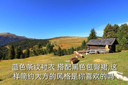  蓝色条纹衬衣 搭配黑色包臀裙,这样简约大方的风格是你喜欢的吗