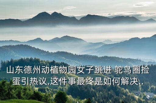 山东德州动植物园女子跳进 鸵鸟圈捡蛋引热议,这件事最终是如何解决...