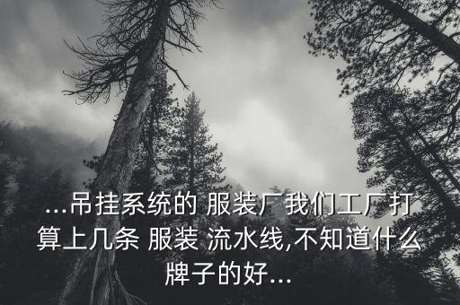 ...吊挂系统的 服装厂我们工厂打算上几条 服装 流水线,不知道什么牌子的好...