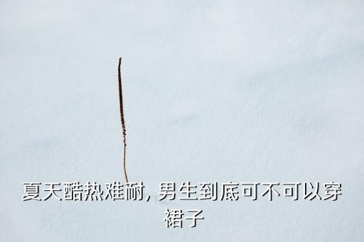 夏天酷热难耐, 男生到底可不可以穿 裙子