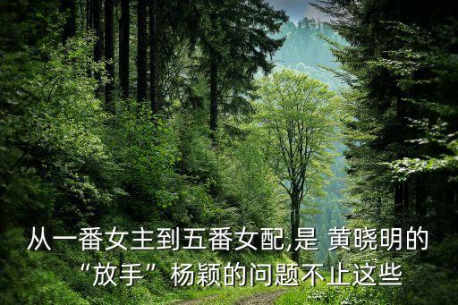 从一番女主到五番女配,是 黄晓明的“放手”杨颖的问题不止这些